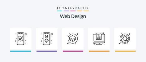 Web Design Line 5 Icon Pack Including work. tool. wheel. repair. eye. Creative Icons Design vector