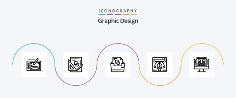 paquete de iconos de la línea 5 de diseño gráfico que incluye el diseño. matemáticas . carpeta. carpeta de documentos vector