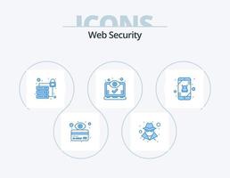 paquete de iconos azul de seguridad web 5 diseño de iconos. móvil. alerta. seguridad. puntos de vista. pantalla vector