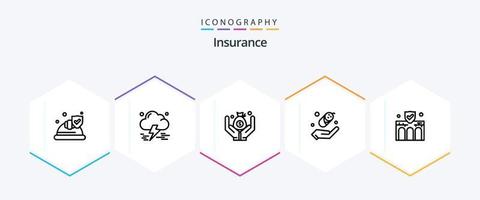 Insurance 25 Line icon pack including insurance. business. insurance. building. insurance vector