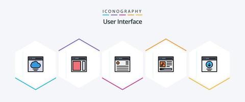 paquete de iconos de 25 líneas completas de la interfaz de usuario que incluye la interfaz. comunicación. barra lateral usuario. interfaz vector