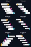 Vector 6 Infographics Pack Presentation slide template 5 Steps cycle diagrams and timelines