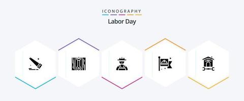 Labor Day 25 Glyph icon pack including . labor . flag . vector