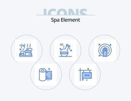 diseño de iconos del paquete de 5 iconos azules del elemento spa. remojo a mano. spa. relajarse. poción. elemento vector