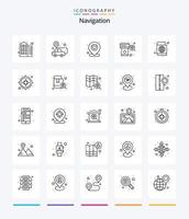 Creative Navigation 25 OutLine icon pack  Such As travel. passport. location. search. location vector