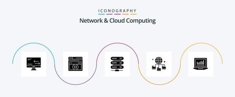 paquete de iconos de glifo 5 de red y computación en la nube que incluye tecnología. computadora portátil. datos. carpeta. conexión vector