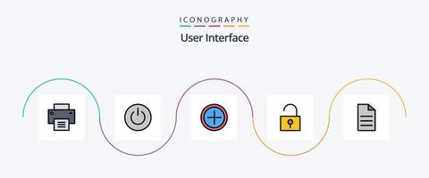 paquete de iconos de 5 planos llenos de línea de interfaz de usuario que incluye datos. interfaz de usuario. ui desbloqueado usuario vector