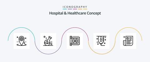 paquete de iconos de línea 5 de concepto de hospital y atención médica que incluye. gastos. médico. crédito. factura vector