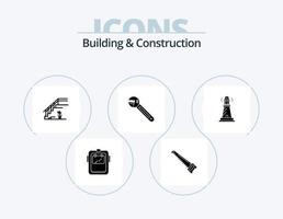 diseño de iconos del paquete de iconos de glifo de construcción y construcción 5. herramienta. llave inglesa. construcción. hogar. piso vector