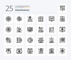 paquete de iconos de 25 líneas de negocios globales que incluye gráfico. finanzas. global. negocio. persona vector