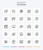 interfaz de usuario creativa 25 paquete de iconos de esquema como libro. alfiler. ubicación. mapa. meta vector