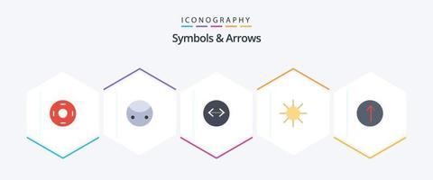 paquete de 25 iconos planos de símbolos y flechas que incluye . simbolos deslizamiento horizontal. flecha. logo vector