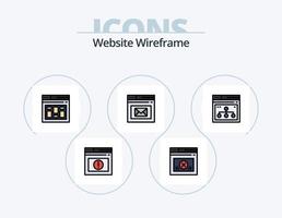 Website Wireframe Line Filled Icon Pack 5 Icon Design. webpage. web. email. http error. page vector