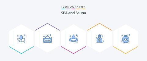 Sauna 25 Blue icon pack including . cream. droop. lotus. soft skin vector