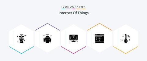 Internet Of Things 25 Glyph icon pack including router. internet. iot. wifi. iot vector