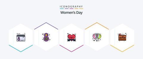 Womens Day 25 FilledLine icon pack including women. heart. women celebrate. day. women day vector