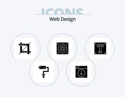 diseño web glifo icono paquete 5 diseño de iconos. camino. diseñador. solicitud. vocero. web vector