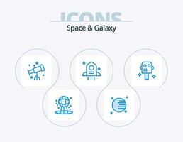 espacio y galaxia azul icon pack 5 diseño de iconos. . robot. espacio. traje. espacio vector