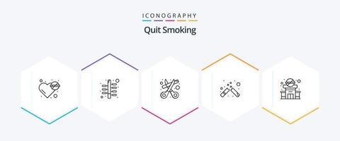 Quit Smoking 25 Line icon pack including healthcare. cigarette. quit. broken. scissors vector