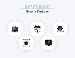 Graphic Designer Glyph Icon Pack 5 Icon Design. pen. designer. creativity. roller. brush vector