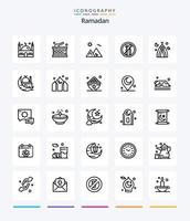 Creative Ramadan 25 OutLine icon pack  Such As ramadan . . holiday. pyramid. desert vector