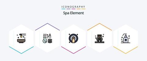 Spa Element 25 FilledLine icon pack including cleaning. scent. treatment. relax. spa vector