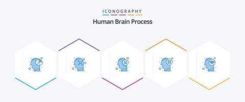 proceso del cerebro humano 25 paquete de iconos azules que incluye humanos. falla. mente humana. cerebro. proteger vector