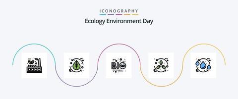 Ecology Line Filled Flat 5 Icon Pack Including eco. bio. leaf. leaf. ecology vector