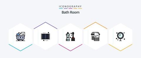 cuarto de baño 25 paquete de iconos de línea completa que incluye baño. toalla. ducha. seco. herramienta vector