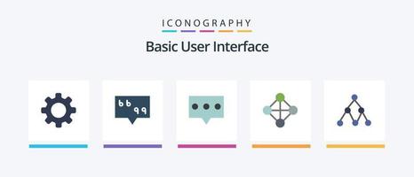 paquete básico de 5 íconos planos que incluye . social. comentario. red. topología diseño de iconos creativos vector