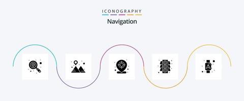 Navigation Glyph 5 Icon Pack Including smart. navigator. location. location. traffic vector