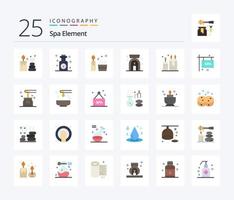 Spa Element 25 Flat Color icon pack including relax. candles. natural. beauty. lamp
