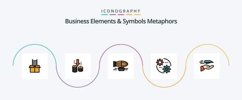 Business Elements And Symbols Metaphors Line Filled Flat 5 Icon Pack Including setting. setting. air. control. holiday vector