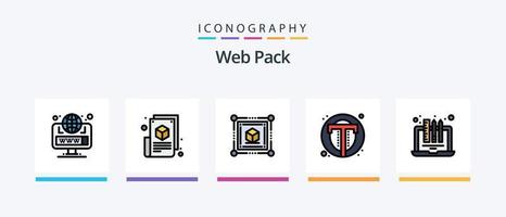 la línea del paquete web llenó el paquete de 5 iconos, incluida la web. texto. diseño. foto. web. diseño de iconos creativos vector