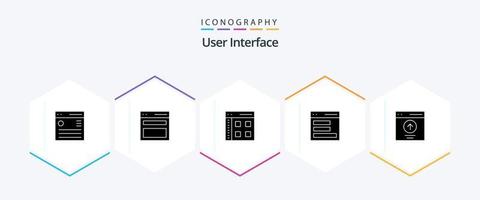 User Interface 25 Glyph icon pack including interface. communication. user. web. interface vector