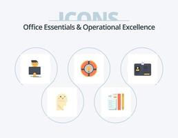 Office Essentials And Operational Exellence Flat Icon Pack 5 Icon Design. light. pie. notepad. bulb. gammer vector