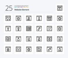 Website Element 25 Line icon pack including loading. download. page. browser. website vector