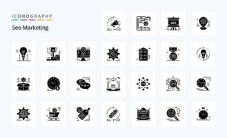 25 Seo Marketing Solid Glyph icon pack vector