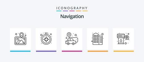 Navigation Line 5 Icon Pack Including map. road. navigation. navigation. info. Creative Icons Design vector