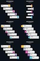 Vector 6 Infographics Pack Presentation slide template 5 Steps cycle diagrams and timelines