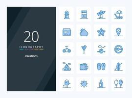 20 Vacations Blue Color icon for presentation vector