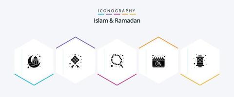 Islam And Ramadan 25 Glyph icon pack including islam. arabian. muslim. moon. islam vector