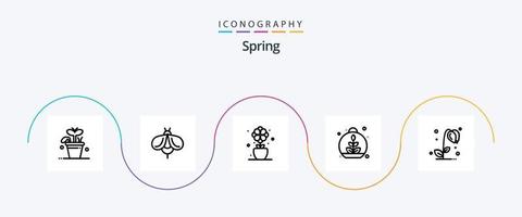 paquete de iconos de la línea de primavera 5 que incluye flores. primavera. flor. planta. creciente vector