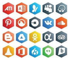 20 Social Media Icon Pack Including app net google drive car blogger sound vector