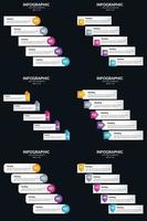 plantilla de diapositiva de presentación del paquete de infografías vectoriales 6 diagramas de ciclo de 5 pasos y líneas de tiempo vector