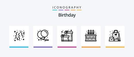 paquete de iconos de la línea 5 de cumpleaños que incluye panadería. velas cumpleaños. vela. dulce. diseño de iconos creativos vector