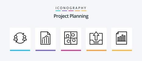 paquete de iconos de la línea de planificación del proyecto 5 que incluye taza. logro. oficina. táctica. planificación. diseño de iconos creativos vector