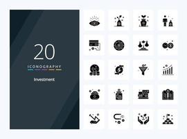 20 Investment Solid Glyph icon for presentation vector
