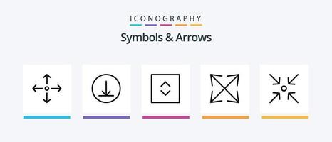 paquete de iconos de línea 5 de símbolos y flechas que incluye . zoom. . diseño de iconos creativos vector