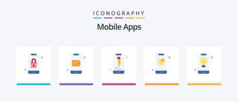 Mobile Apps Flat 5 Icon Pack Including app. app. wallet. analytics. ui. Creative Icons Design vector